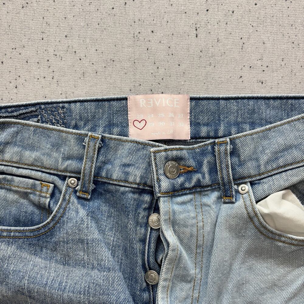 REVICE Denim Matchmaker Patchwork Jeans Womens Size 28 High Rise Straight Leg - Picture 2 of 3